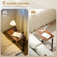 HOMCOM Mobile Standing Desk with Adjustable Height, 23.5 inch Stand Up Desk with Wheels, Rustic Brown(m-5)