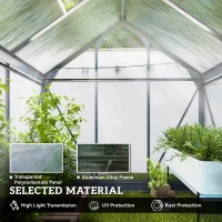 Outsunny Polycarbonate Greenhouse, Heavy Duty Outdoor Aluminum Walk-in Green House Kit Vent Door, 6.2'x4.3'x6.6' Gray(m-5)