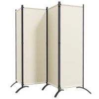 Outsunny Folding Room Divider, Privacy Screen for Home Office Bedroom, 5.6FT Tall, Cream White(m-2)