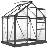 Outsunny Polycarbonate Greenhouse, Heavy Duty Outdoor Aluminum Walk-in Green House Kit Vent Door, 6.2'x4.3'x6.6' Gray(m-11)
