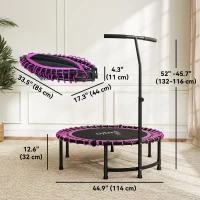 Soozier 45" Mini Trampoline for Adults, Foldable Fitness Exercise Rebounder with Adjustable Handle(m-3)
