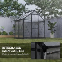 Outsunny Polycarbonate Greenhouse, Heavy Duty Outdoor Aluminum Walk-in Green House Kit Vent Door, 6.2'x4.3'x6.6' Gray(m-7)