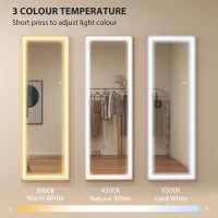 HOMCOM LED Mirror with Dimmable and 3 Colour Lights, 64" x 21" Rectangular Floor Mirror for Bedroom Living Room, Pink(m-4)