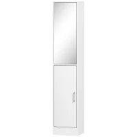 kleankin Tall Bathroom Cabinet with Mirror Narrow Bathroom Storage Cabinet with Doors Adjustable Shelves for Small Spaces White(m-2)