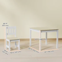 Qaba Kids Table and Chairs Set, Toddler Table and 2 Chair Set for Activity, Art, Craft, Reading, Learning, Natural(m-3)