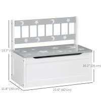 Qaba Kids Toy Box Storage Chest with Lid and Safety Hinge, Kids Storage Bench Seat with Backrest for Toddler, Grey(m-3)