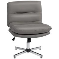 HOMCOM Armless Office Chair, Criss Cross Chair with Adjustable Height & Tilt Function for Home Office, Study, Grey(m-11)