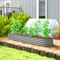 Outsunny 7.9 x 2 x 1ft Galvanized Raised Garden Bed Kit, Metal Planter Box with Safety Edging, Silver(m-1)