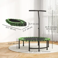 Soozier 45" Mini Trampoline for Adults, Foldable Fitness Exercise Rebounder with Adjustable Handle(m-3)