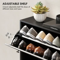 HOMCOM Narrow Shoe Storage Cabinet, 3 Flip Drawers, Adjustable Shelves, 24 Pairs Capacity, Black(m-5)