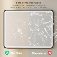 HOMCOM 36" x 28" Bath Mirror with LED Lights, Wall Mounted Restroom Mirror, 3 Colours, Dimmable, Horizontal/Vertical, Black(m-7)