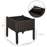 Outsunny 1 Piece Raised Garden Bed PP Raised Flower Bed Vegetable Herb Grow Box Stand Brown(m-3)