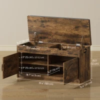 HOMCOM Shoe Storage Bench, Entryway Bench with 2-Tier Cabinet, Flip-Top Storage, Padded Cushion for Hallway, Rustic Brown(m-3)