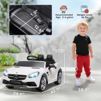 Aosom Mercedes SLC 300 Licensed Kids Electric Car with Remote Control, 12V Battery Powered Kids Ride on Car with Music, Lights, Suspension for 3-6 Years Old, White(m-3)