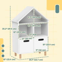 Qaba 3 Tier Kids Bookshelf with Two Drawers, for Bedroom, Kids Room, White(m-3)