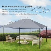 Outsunny 10' x 13' Gazebo Canopy Replacement Roof for 84C-116, Dark Gray(m-3)