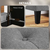 HOMCOM Storage Ottoman Bench Linen-Touch Fabric Tufted Chest Footstool with Flipping Top, Grey(m-5)