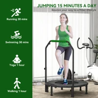 Soozier 40" Foldable Mini Fitness Trampoline, with Adjustable Foam Handle, Green(m-7)