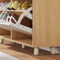 HOMCOM Narrow Shoe Cabinet, Shoe Storage Cabinet with 4 Flip Drawers and Adjustable Shelves for 16 Pairs of Shoes, Natural(m-10)