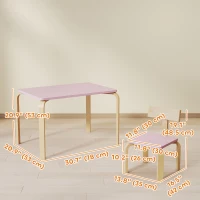 Qaba Kids Table and 2 Chair Set, Children Multi-Activity Furniture Set for Playing, Learning, Eating, Craft, Pink(m-3)