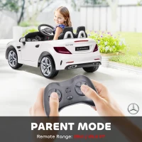 Aosom Mercedes SLC 300 Licensed Kids Electric Car with Remote Control, 12V Battery Powered Kids Ride on Car with Music, Lights, Suspension for 3-6 Years Old, White(m-5)
