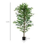 HOMCOM 6ft Artificial Tree, Indoor Fake Ficus with Pot, for Home Office Living Room Decor(m-3)