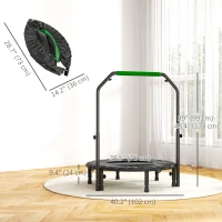 Soozier 40" Foldable Mini Fitness Trampoline, with Adjustable Foam Handle, Green(m-3)