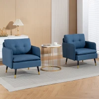 HOMCOM Accent Chairs Set of 2, Upholstered Armchairs with Tufted Back Cushion and Steel Legs for Living Room, Bedroom(m-7)