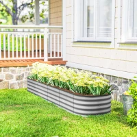 Outsunny 7.9 x 2 x 1ft Galvanized Raised Garden Bed Kit, Metal Planter Box with Safety Edging, Silver(m-9)