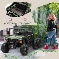 Qaba 24V 4WD Kids Ride On Truck with 6 Wheels Electric Ride On Car with Remote, Dump Bed for 3-8 Years, Green(m-3)