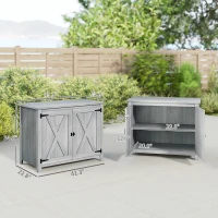 Outsunny Wooden Outdoor Storage Cabinet, Garden Shed Potting Shed with Shelf and Double Doors, Light Gray(m-3)