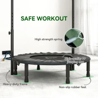 Soozier 40" Foldable Mini Fitness Trampoline, with Adjustable Foam Handle, Green(m-6)