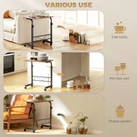 HOMCOM Mobile Standing Desk with Adjustable Height, 23.5 inch Stand Up Desk with Wheels, Rustic Brown(m-9)