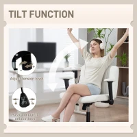 HOMCOM Criss Cross Chair with Flip-up Armrests, Wide Office Chair with Adjustable Height, Tilting, No Wheels, Beige(m-6)