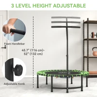 Soozier 45" Mini Trampoline for Adults, Foldable Fitness Exercise Rebounder with Adjustable Handle(m-4)
