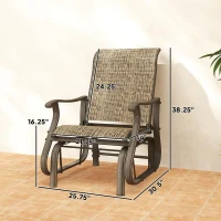 Outsunny Outdoor Glider Chair Patio Glider Swing Chair with Mesh Seat, Steel Frame for Backyard, Garden, Porch, Light Mixed Brown(m-3)