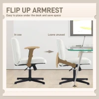 HOMCOM Criss Cross Chair with Flip-up Armrests, Wide Office Chair with Adjustable Height, Tilting, No Wheels, Beige(m-5)