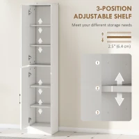 kleankin Tall Bathroom Cabinet with Mirror Narrow Bathroom Storage Cabinet with Doors Adjustable Shelves for Small Spaces White(m-5)