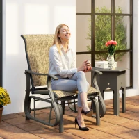 Outsunny Outdoor Glider Chair Patio Glider Swing Chair with Mesh Seat, Steel Frame for Backyard, Garden, Porch, Light Mixed Brown(m-10)