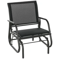 Outsunny Outdoor Glider Chair, Steel Swing Chai with Curved Armrests for Porch, Garden, Poolside, Balcony, Black(m-11)