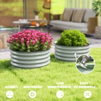 Outsunny Set of 2 Raised Garden Bed, Metal Planter Box with Safety Edging, Easy-to-assemble Stock Tank, Green(m-7)