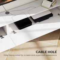 HOMCOM 71" Floating TV Stand for TVs up to 72 Inch, Wall Mount Media Console with 2 Fluted Flip-Down Doors, Cable Hole, White(m-6)