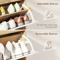 HOMCOM Narrow Shoe Cabinet, Shoe Storage Cabinet with 4 Flip Drawers and Adjustable Shelves for 16 Pairs of Shoes, Natural(m-6)