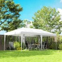 Outsunny 10' x 19' Pop Up Tent Garden Outdoor Party Tent Easy Set Up Gazebo Canopy Market Event Sunshade White(m-1)