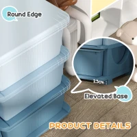 Qaba 3 Tier Kids Storage Unit, 3 Drawer Chest Toy Organizer Plastic Bins for Kids Bedroom Nursery Kindergarten Living Room for Boys Girls Toddlers, Blue(m-5)