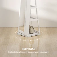 HOMCOM 360° Swivel Jewelry Armoire, Lockable Mirror Jewelry Cabinet with Built-In Small Mirror, White(m-6)