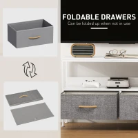 HOMCOM TV Stand with Charging Station, TV Table with 2 Foldable Linen Drawers and Open Shelf for 47 Inch Television, White(m-4)