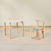 Qaba Wooden Kids Table and Chairs Set, Toddler Table and Chairs Set for 3-8 Years, Green(m-3)