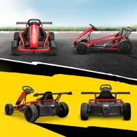 Qaba 24V 7AH Kids Electric Go Kart, 8.1 MPH Battery Powered Drift Kart with Dual Motors, Soft Start for 8-12 Years, Red(m-9)