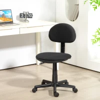 HOMCOM Small Desk Chair, Armless Office Chair with Adjustable Height, 360° Swivel Wheels, Low Back for Small Spaces, Black(m-9)